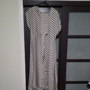 H&M Asymmetrical Black and White Striped Dress